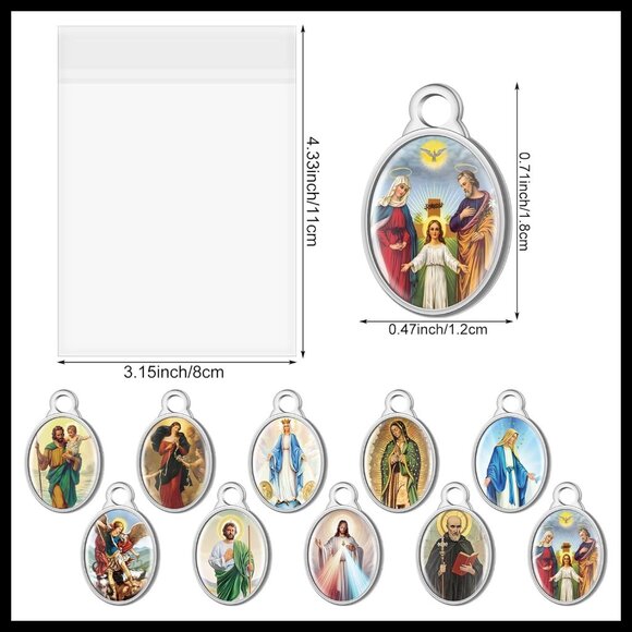 Catholic Prayer Cards Set with Medals Charms Religious Gifts for Women Men - Picture 3 of 6